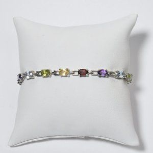 Ross-Simons - Sterling Silver Multi Gemstone Multicolor Link Bracelet